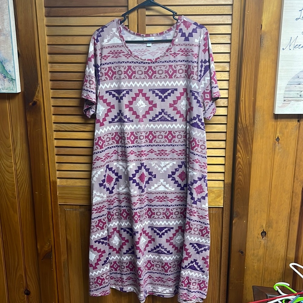 Lilac, pink, and white Lularoe Jessie Dress- size 2xl